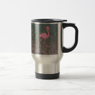 Mug De Voyage Flamant rose rose de monogramme + L'eau d'océan