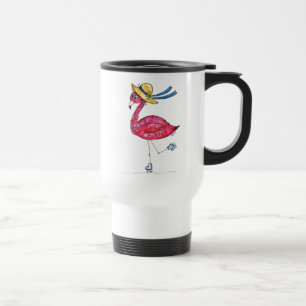 Mug De Voyage Flamant rose rose mignon et capricieux sur les pat
