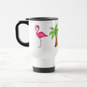 Mug De Voyage Flamant rose rose Tropical Island Palm Tree Paradi