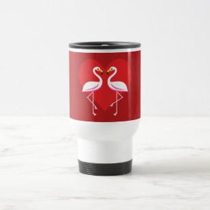 Mug De Voyage Flamants roses blancs mignons rose avec coeur roug