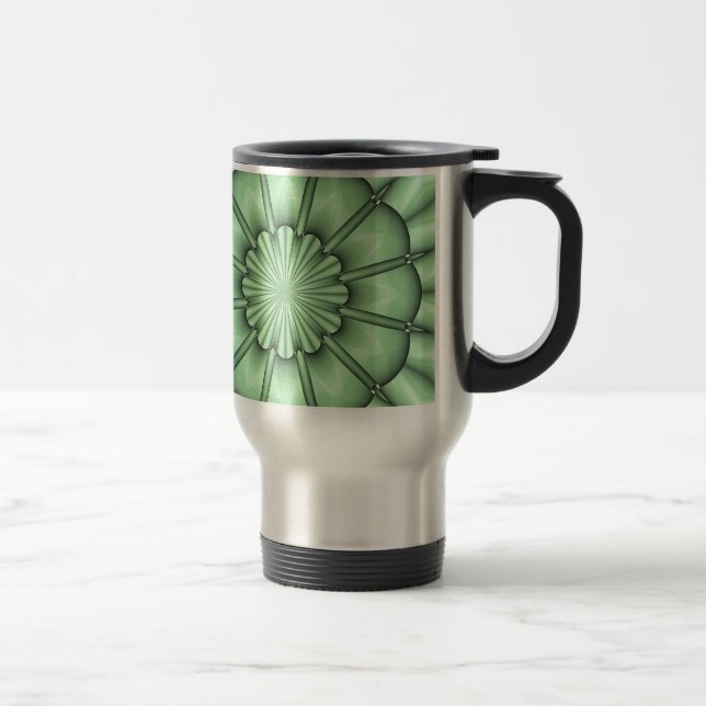 Mug De Voyage Fleur Abstraite en vert pâle (Droit)
