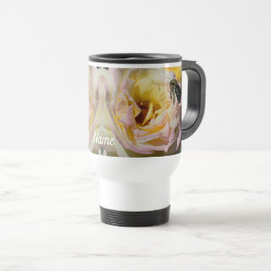 Mug De Voyage Fleur d'abeilles et de Roses personnalisée