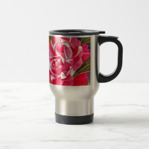 Mug De Voyage Fleur d'art aquarelle de camélia rose vif