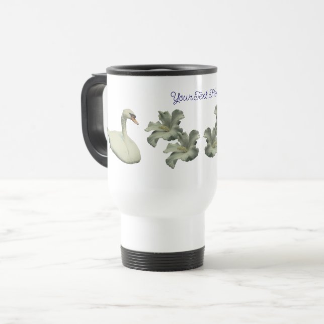 Mug De Voyage Fleur de cygne et d'hibiscus personnalisée (Devant gauche)