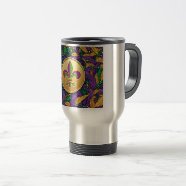 Mug De Voyage Fleur de lis Mardi Gras (Devant droit)