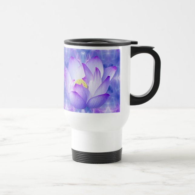 Mug De Voyage Fleur de lotus pourpre et cristaux fractaux (Droite)