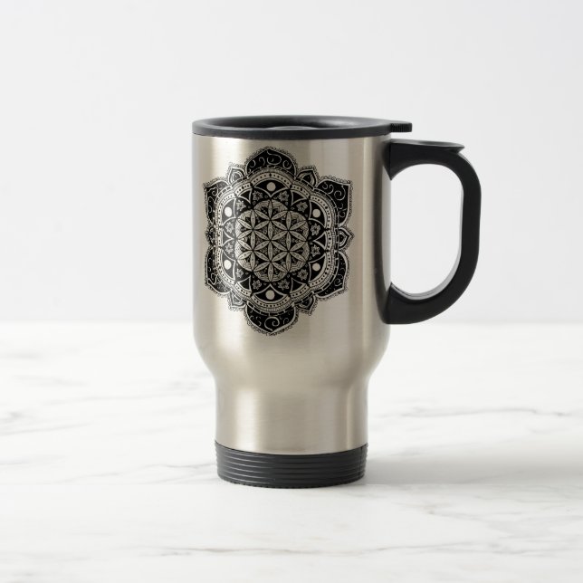 Mug De Voyage Fleur de mandala de la vie (Droit)