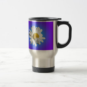 Mug De Voyage Fleur de marguerite blanche dégradé floral bleu vi