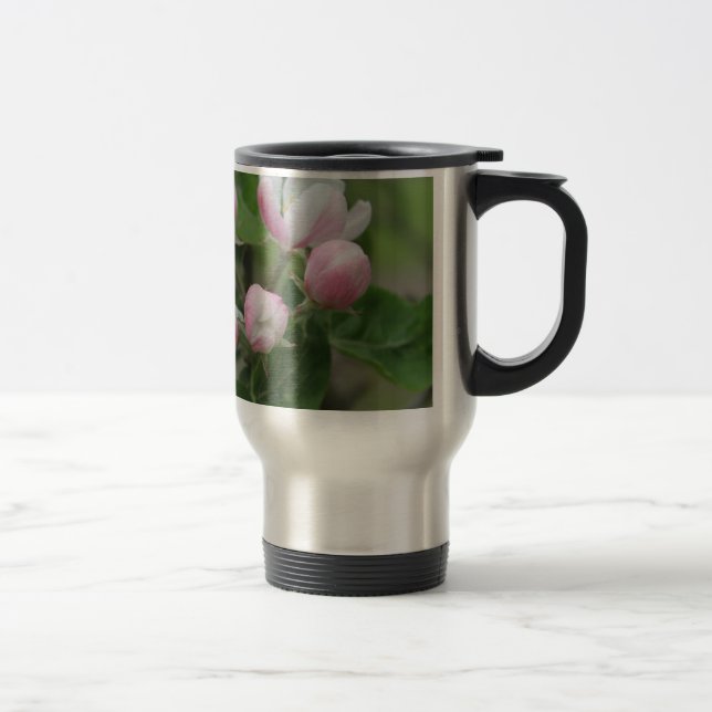 Mug De Voyage fleur de pomme et feuilles verts (Droit)