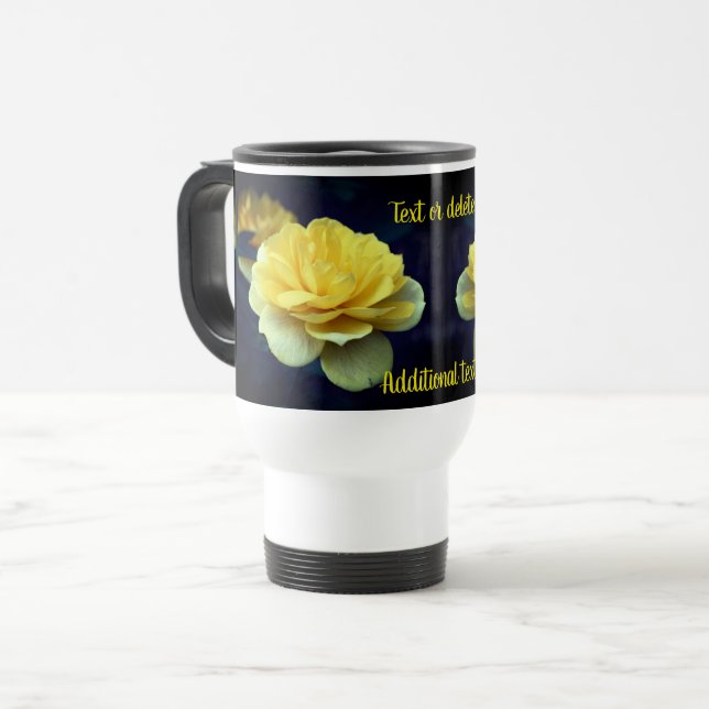 Mug De Voyage Fleur de rose jaune personnalisée (Devant gauche)