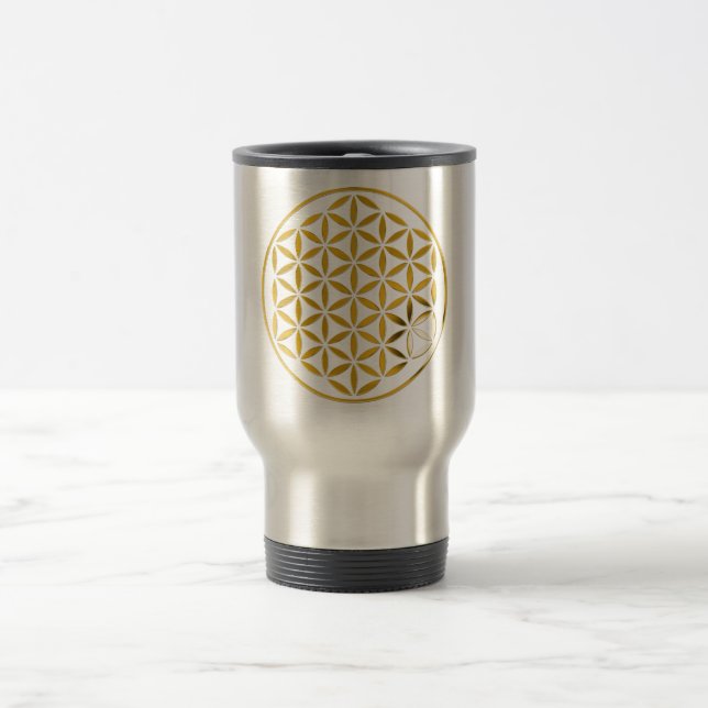 Mug De Voyage Fleur de Vie 1 - Tampon Or (Centre)