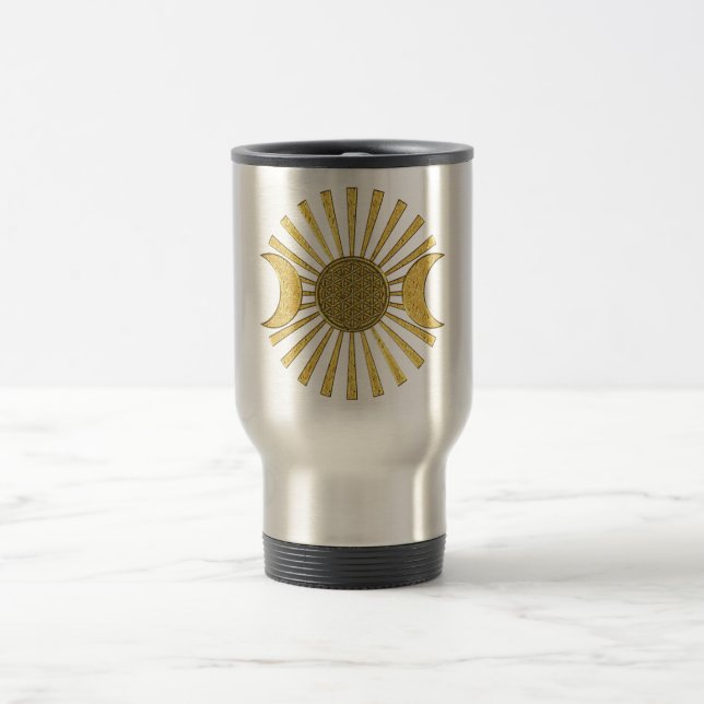 Mug De Voyage Fleur de vie avec la lune (Centre)