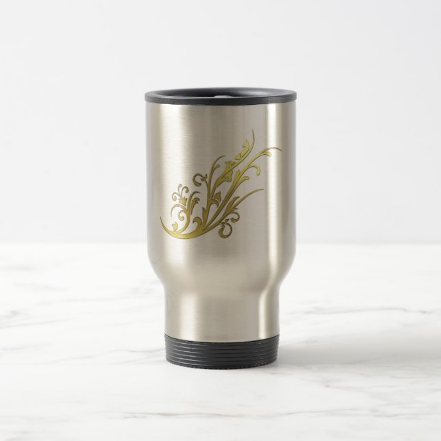Mug De Voyage Fleur d'or fausse de luxe abstrait (Centre)