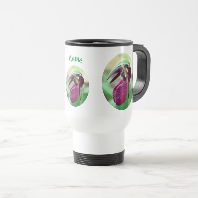 Mug De Voyage Fleur d'orchidée rose Lady Personnalisée (Devant droit)