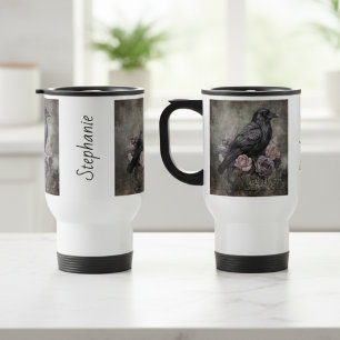 Mug De Voyage Fleur foncée de corbeau gothique