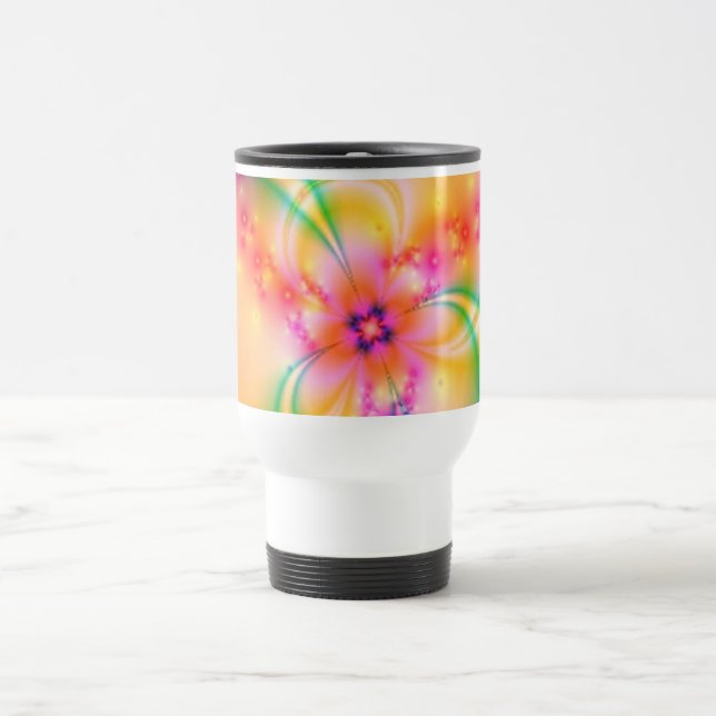 Mug De Voyage Fleur rose avec des rubans (Centre)
