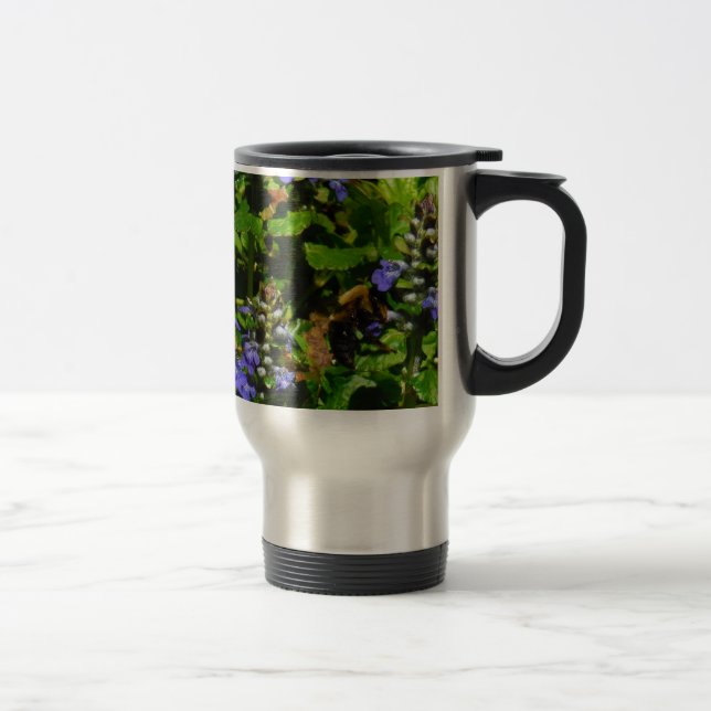 Mug De Voyage Fleur violette et abeille boursouflante (Droit)