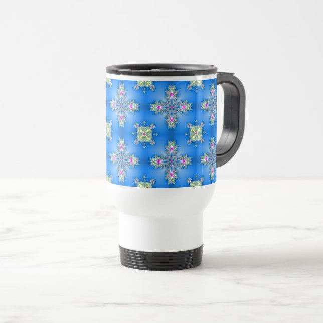 Mug De Voyage Fleurs Artdeco dans le style rétro (Devant droit)