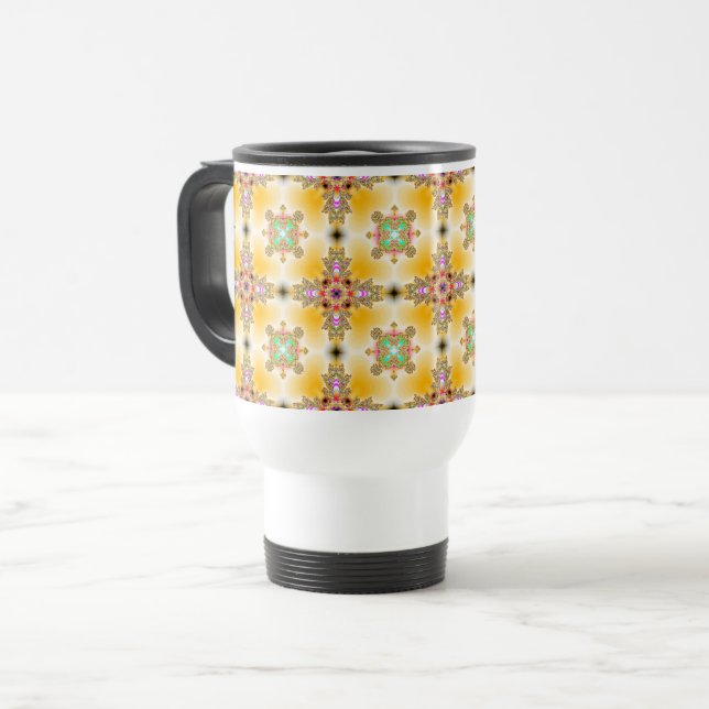 Mug De Voyage Fleurs Artdeco dans le style rétro (Devant gauche)