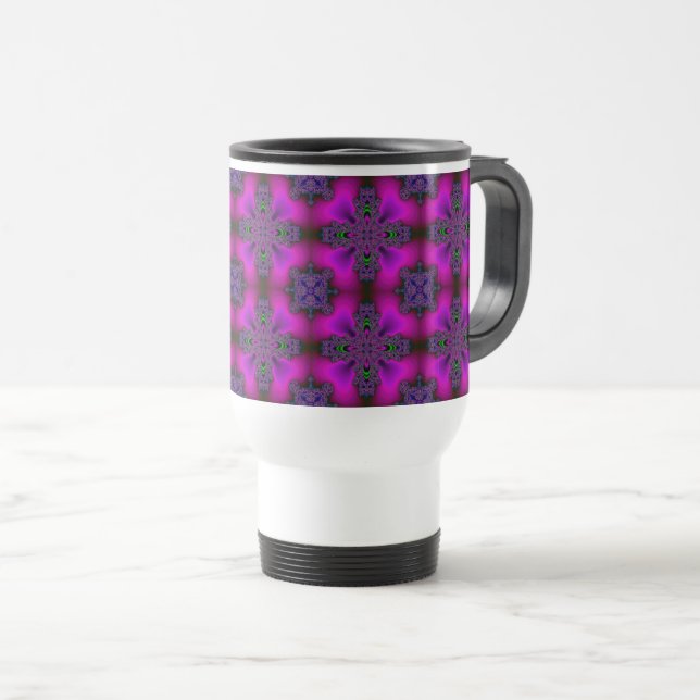 Mug De Voyage Fleurs Artdeco dans le style rétro (Devant droit)