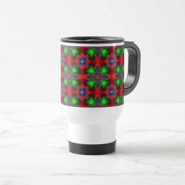 Mug De Voyage Fleurs Artdeco dans le style rétro (Devant droit)