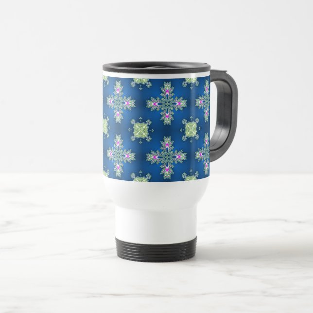 Mug De Voyage Fleurs Artdeco dans le style rétro (Devant droit)
