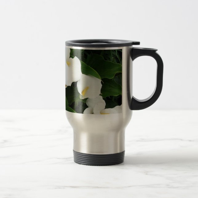 Mug De Voyage Fleurs blanches Acier inoxydable Voyage/Mug de nav (Droit)