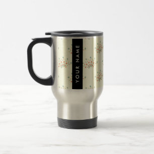 Mug De Voyage Fleurs bleues et rouges, noires, votre nom