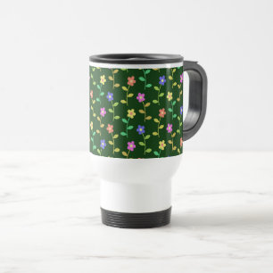 Mug De Voyage Fleurs Colorées, Motif Floral, Verdure, Boho