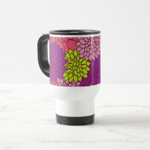Mug De Voyage Fleurs Dahlia, Fleurs Colorées, Motif Floral