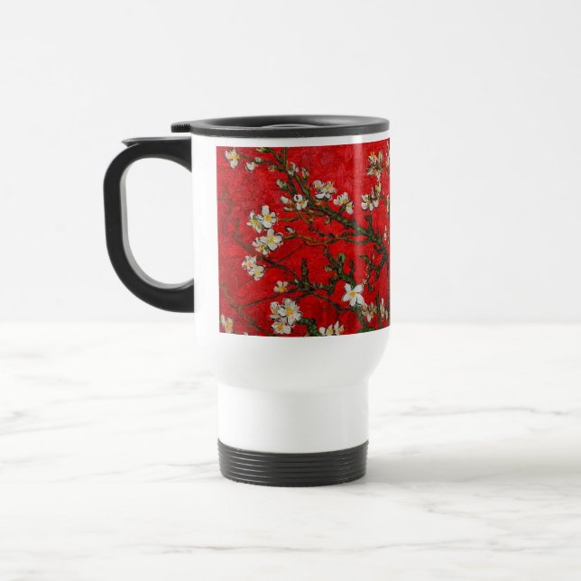 Mug De Voyage Fleurs d'amandier de Van Gogh rouges (Gauche)