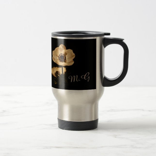 Mug De Voyage Fleurs d'anémone élégantes Initiales (Droit)
