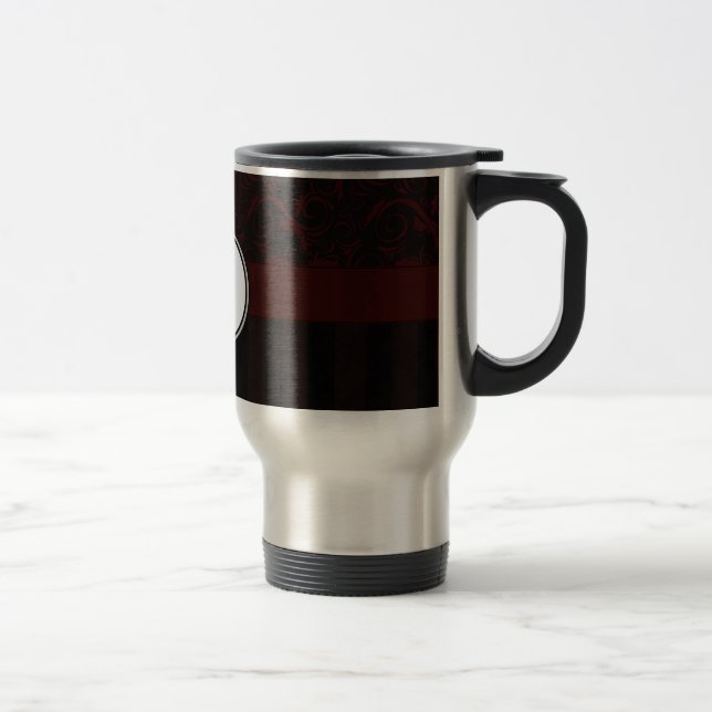 Mug De Voyage Fleurs de cerisier noir et frites avec Monogramme (Droit)