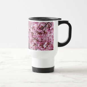 Mug De Voyage Fleurs de Cerisier Sakura Pastel Rose Calquees
