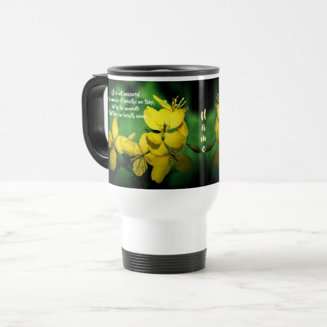 Mug De Voyage Fleurs de devis inspirantes de vie personnalisées (Devant gauche)