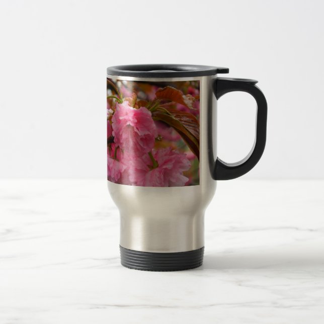 Mug De Voyage Fleurs de fleurs de cerisier rose chaud (Droit)