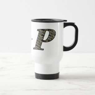 Mug De Voyage Fleurs d'hortensia à initiale de monogramme P Pers