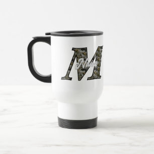 Mug De Voyage Fleurs d'hortensia à monogramme initial M personna