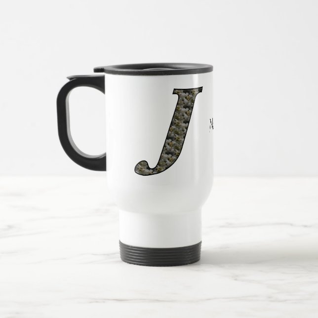 Mug De Voyage Fleurs d'hortensia personnalisées avec initiale de (Gauche)