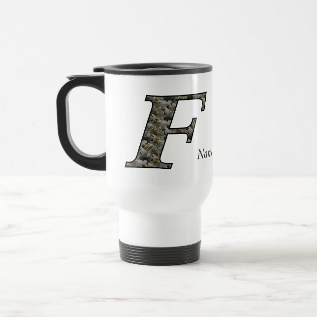 Mug De Voyage Fleurs d'hydrangea personnalisées avec initiale de (Gauche)