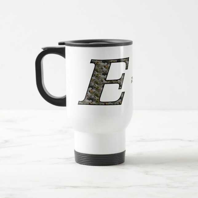 Mug De Voyage Fleurs d'hydrangea personnalisées avec initiale de (Gauche)