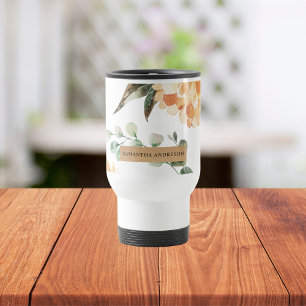 Mug De Voyage Fleurs Jaunes Modernes & Cadeau Personnalisé Kraft