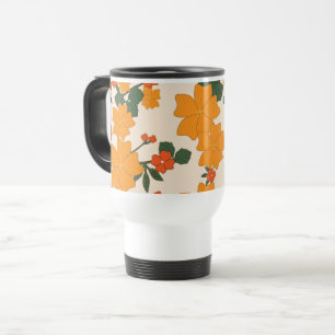 Mug De Voyage Fleurs Oranges, Motif Floral, Motif De Fleurs