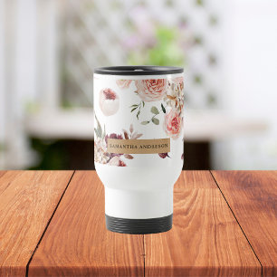 Mug De Voyage Fleurs Pastel Modernes & Cadeau Personnalisé Kraft