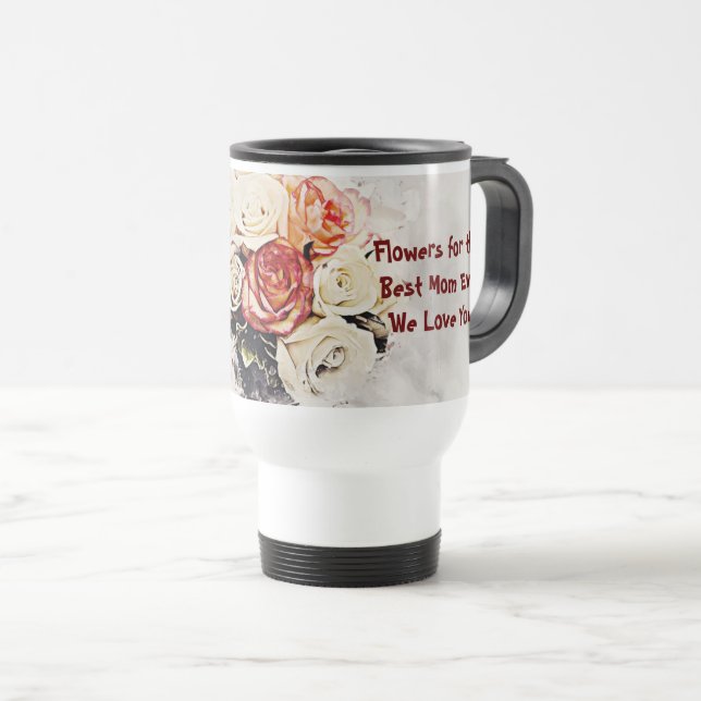 Mug De Voyage Fleurs pour la meilleure maman...Mug (Devant droit)