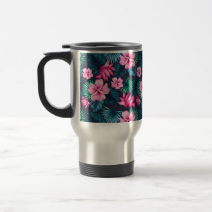 Mug De Voyage Fleurs roses avec Feuilles verts Partern-79066