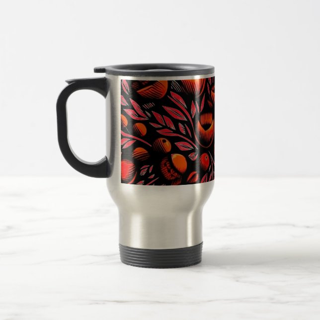 Mug De Voyage fleurs rouges et noires (Gauche)