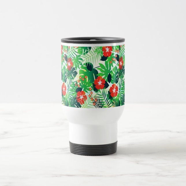 Mug De Voyage Fleurs tropicales rouges (Centre)
