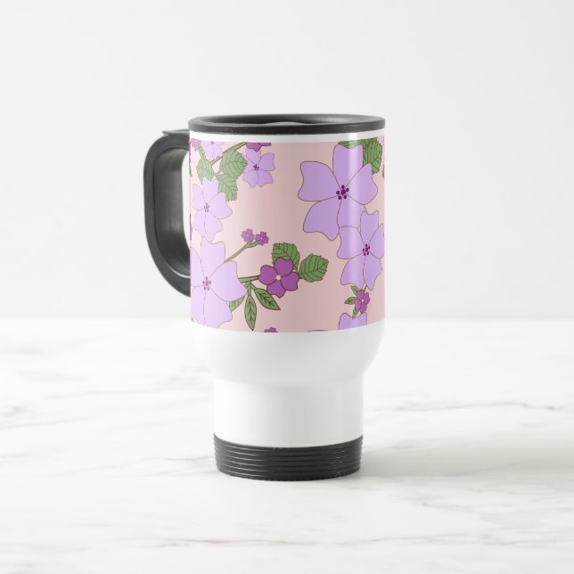 Mug De Voyage Fleurs Violettes, Modèle Floral, Motif De Fleurs (Devant gauche)