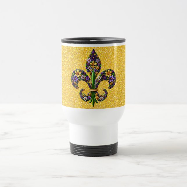 Mug De Voyage Floral Mardi Gras fleur de lis (Centre)